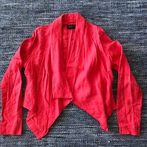 TopShop (UK) red linen cropped jacket